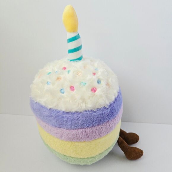 Happy Birthday Cake Plush Stuffed Animal Colorful Sprinkles Cupcake with Candle - Picture 5 of 7